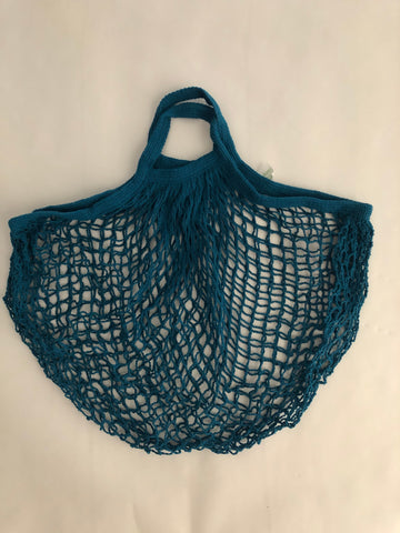 Reusable Cotton Bags - Teal Blue - Cotton String Bag-Short Handle