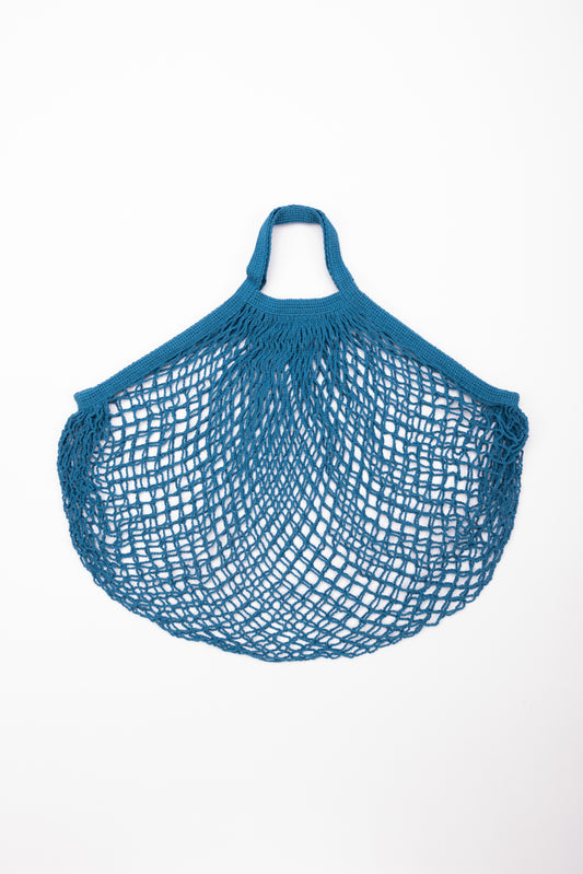 Reusable Cotton Bags - Teal Blue - Cotton String Bag-Short Handle
