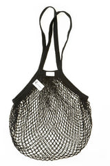 Reusable Cotton Bags - Midnight Black- Cotton String Bag - Long Handle