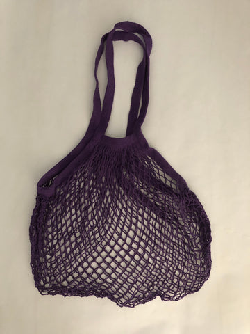 Reusable Cotton Bags - Purple - Cotton String Bag - Long Handle