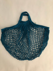 Reusable Cotton Bags - Teal Blue - Cotton String Bag-Short Handle