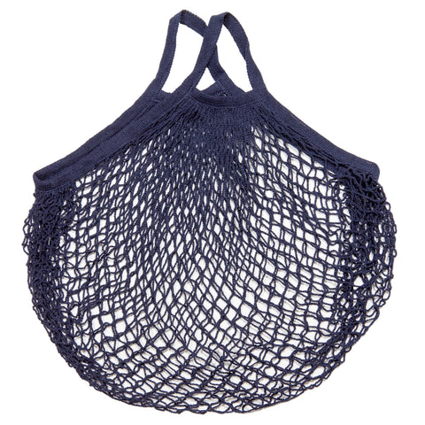 Reusable Cotton String Bag - Navy Blue - Short Handle