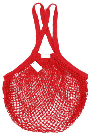 Reusable Cotton Bags - Red - Cotton String Bag - Long Handle